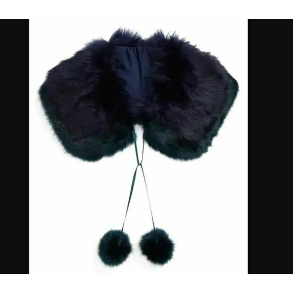 BP Navy Blue Faux Fur Scarf - Picture 3 of 7